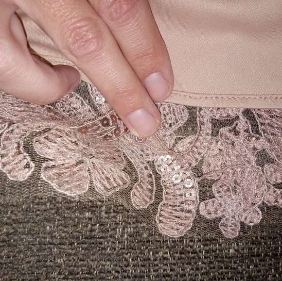 BHLDN Tadashi Shoji "Yvonne" Sequin Lace Overlay Dress Size 8 - Picture 11 of 11